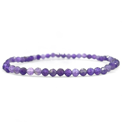 3mm Amethyst A Faceted Bead Bracelet Elastic Band